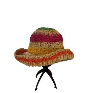 LOGO by Lori Goldstein Beach to Street Straw Hat Tan Combo One Size Vacation Sun